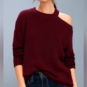 Lulu's Off-Shoulder Ribbed Sweater